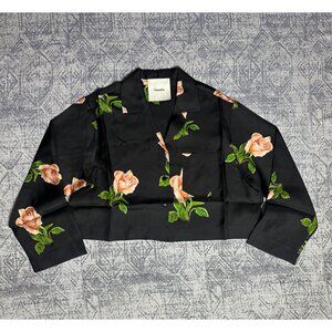 Nanushka Valley Silk Cropped Twill Long Sleeve PY Jama Shirt